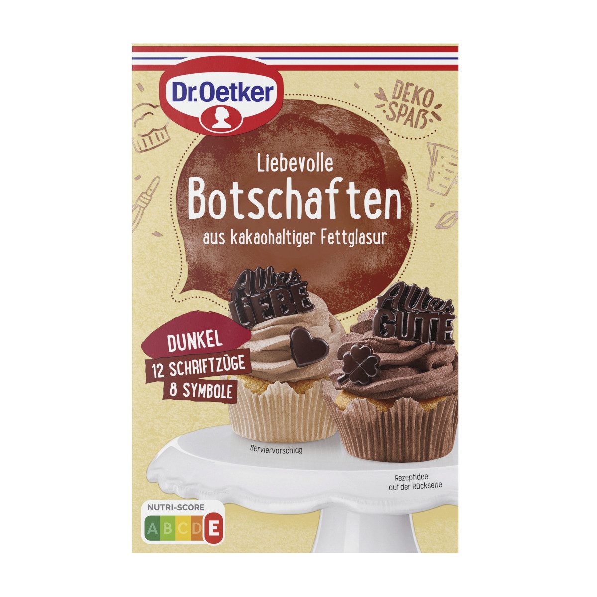 Dr. Oetker Küchenhelfer Backdekoration, Dr. Oetker Liebevolle Botschaften Dekor-Schriftzüge Packung 39g