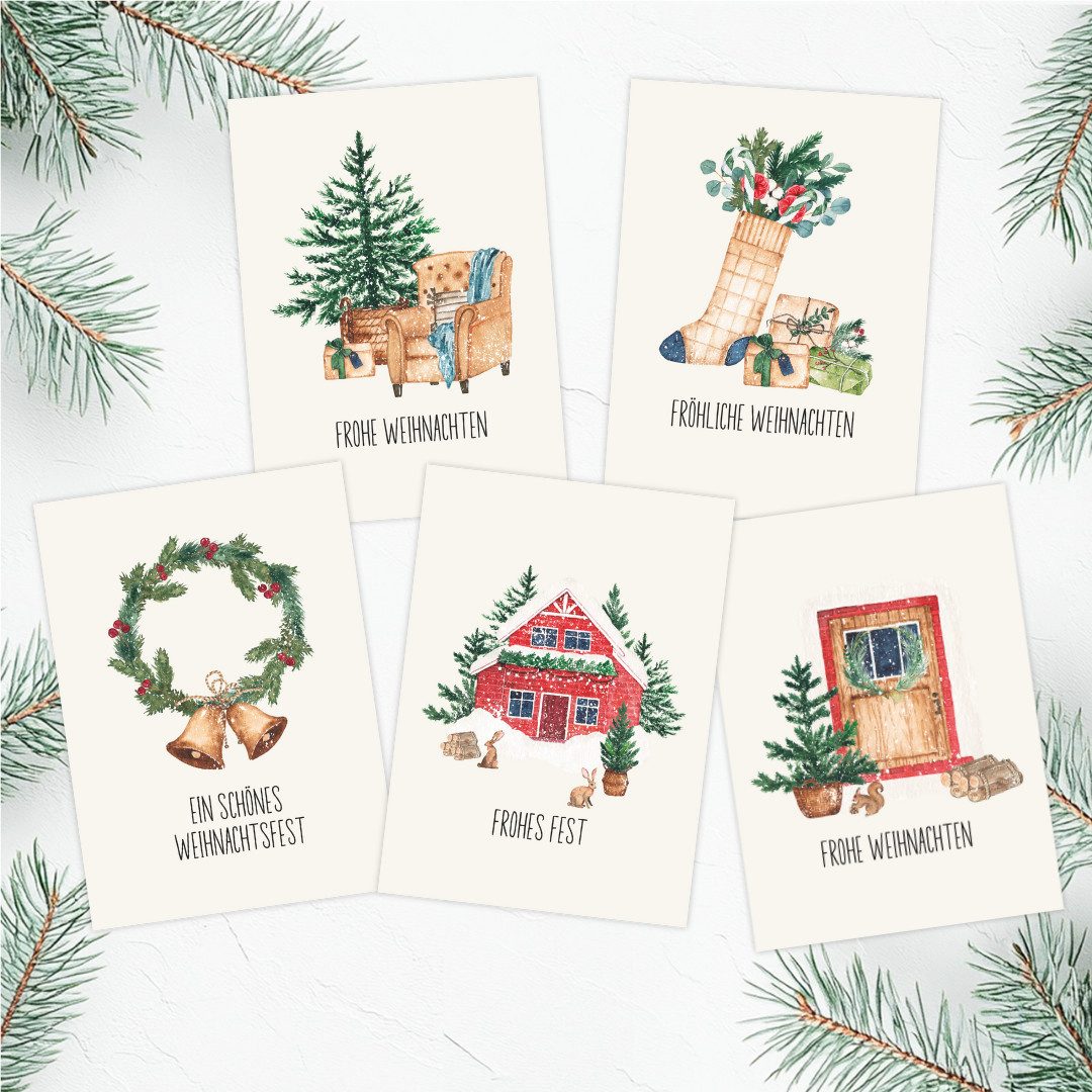 heaven+paper Grußkarten Weihnachtskarten 10er Set gemischt DIN A6, hochwertig, Hergestellt in Deutschland