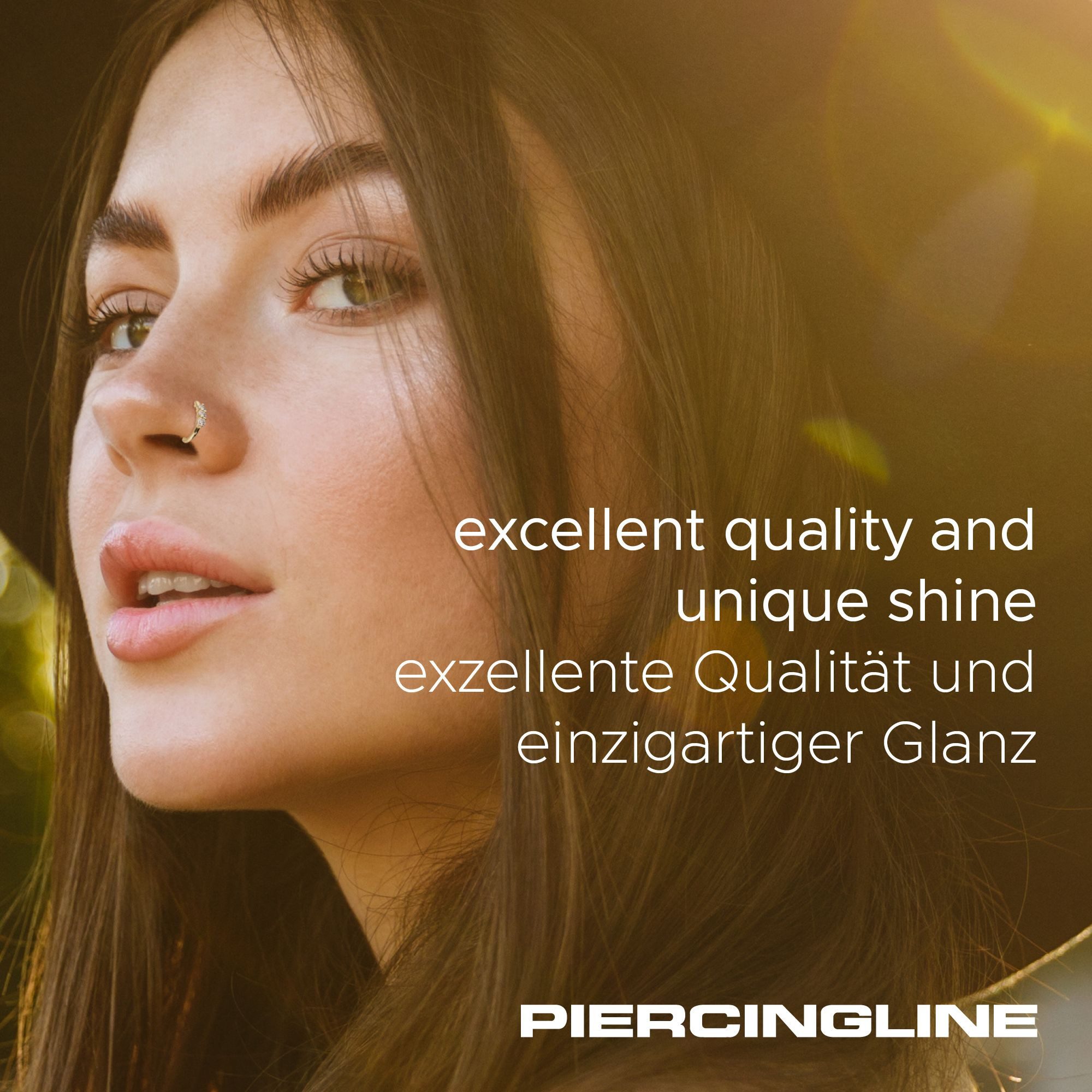 PIERCINGLINE Nasenpiercing 14/18 Karat Gold Nasenstecker 3 GROSSE MOISSANITE (Nasenstecker, 1-tlg) – Bild 4 von 5