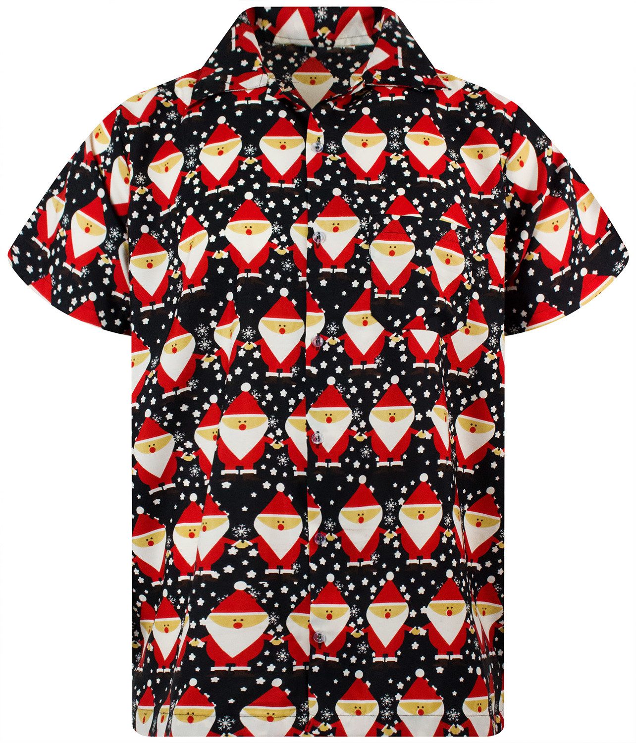 Hawaiihemd Christmas Santa Allover Funky Hawaii-Hemd Kurzarm Front-Tasche Unisex