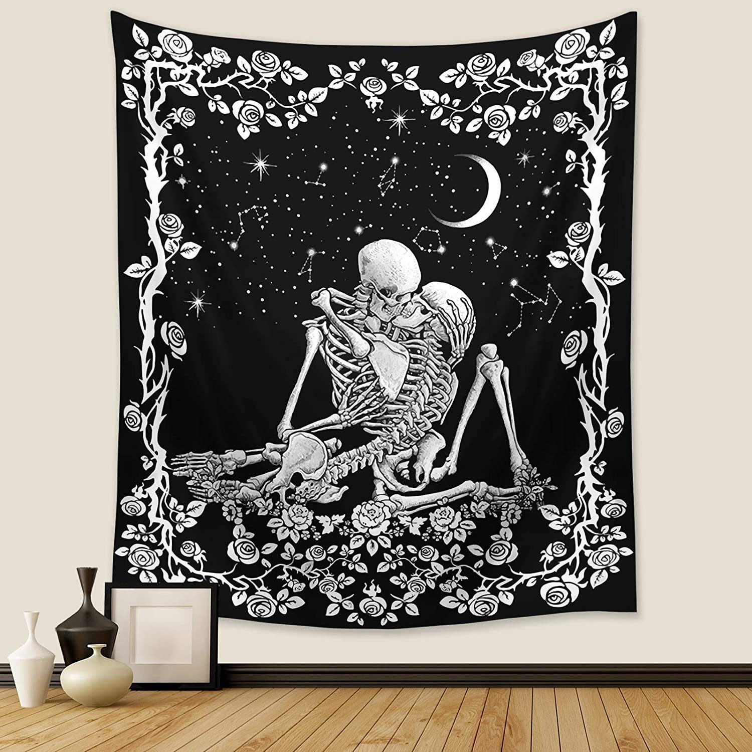 Wandteppich Kissing Lovers Skull Tapestry,für Wohnzimmer Schlafzimmer (51"x59), Vaxiuja