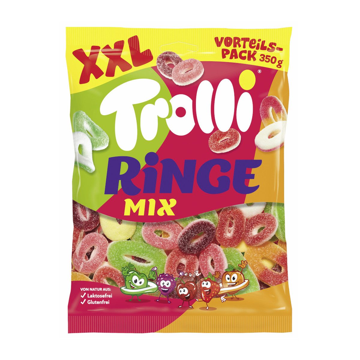 TROLLI Süßigkeit, Trolli Ringe Mix XXL fruchtig-sauer Vorteilspackung Packung 350g