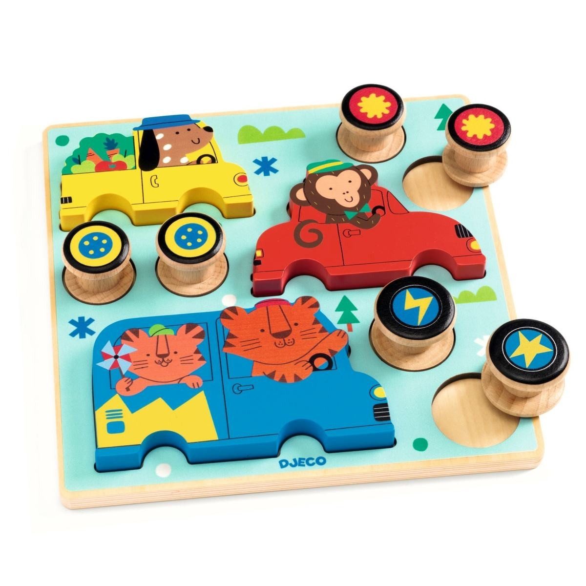DJECO Puzzle 2in1 Puzz & Roll Color Kinderpuzzle für Kinder, Puzzleteile, Kinderpuzzle