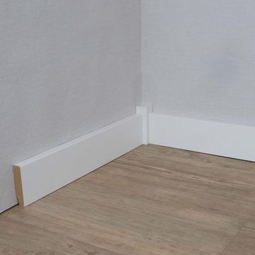 PROVISTON Sockelleiste MDF, 13 x 58 x 2500 mm, Weiß, Fußleiste, MDF foliert