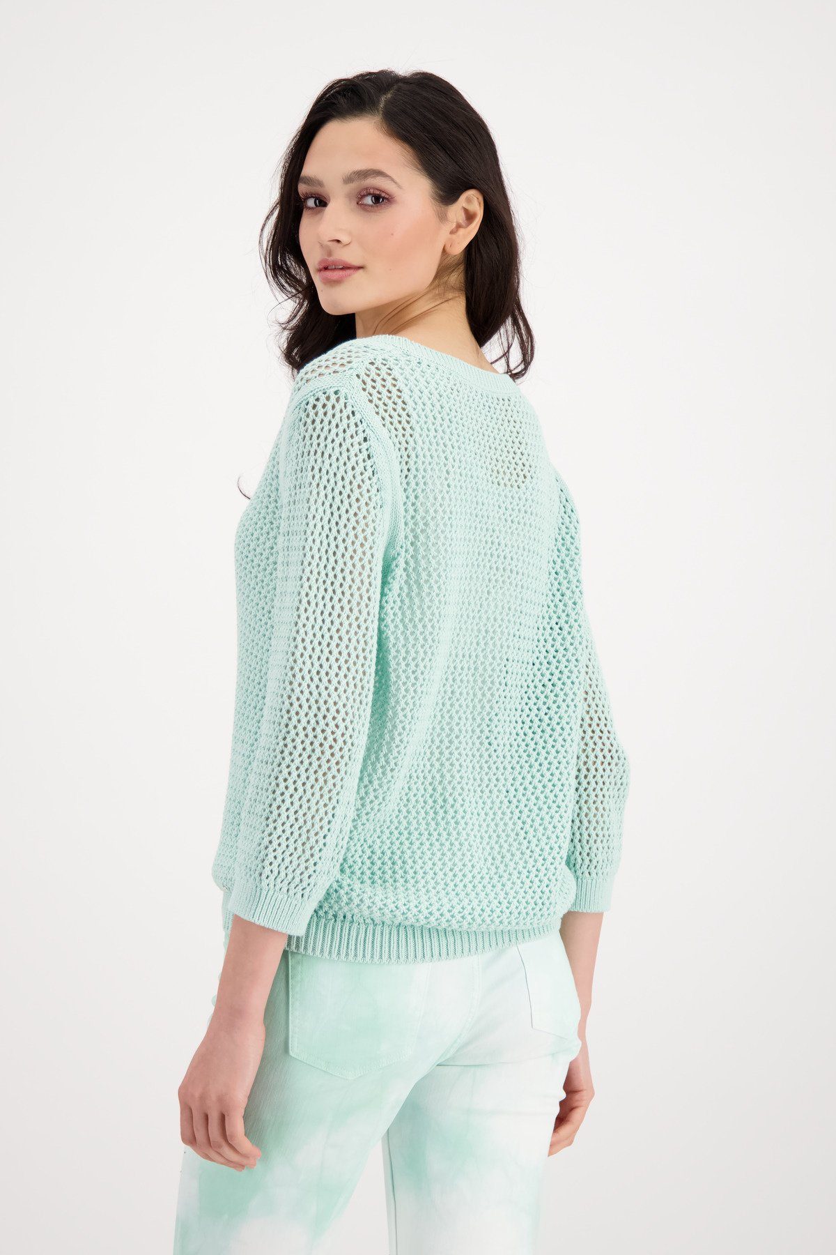 Monari Strickpullover Basic Pullover mit Lochmuster