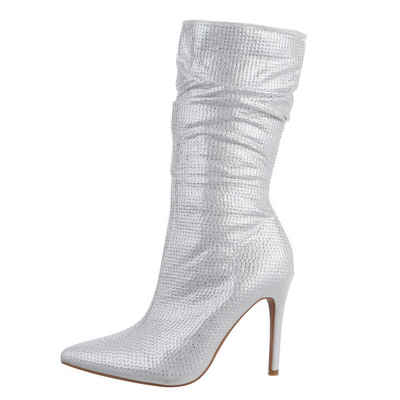 Ital-Design Damen Abendschuhe Party & Clubwear High-Heel-Stiefel (81775175) Pfennig-/Stilettoabsatz High-Heel Чоботи in Silber