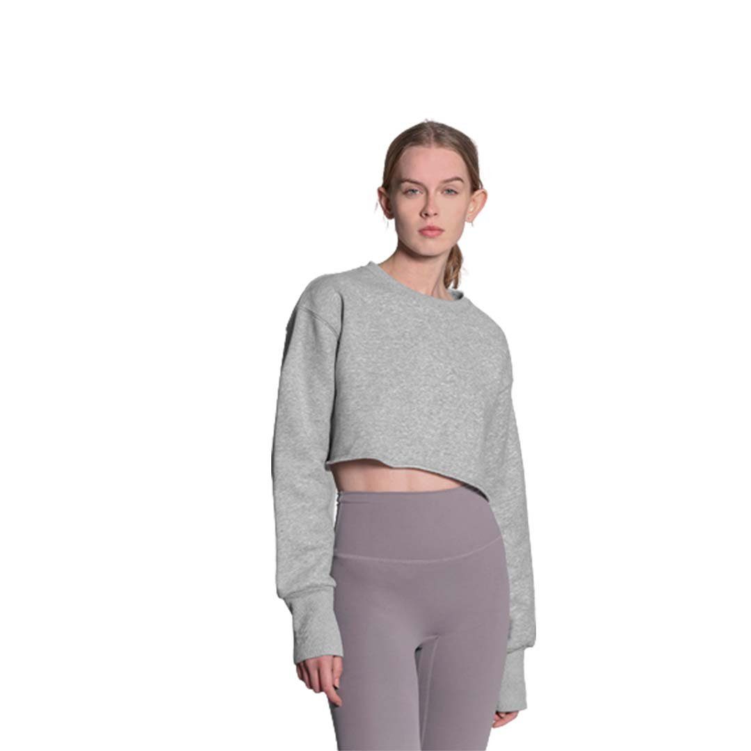 L.Ru UG Sweatshirt Kurzes Damen-Sweatshirt, das den Bauchnabel zeigt  (Pullover Langarm Yoga Fitness Kleidung) Sportoberteile, Sweatshirts mit  Rundhalsausschnitt