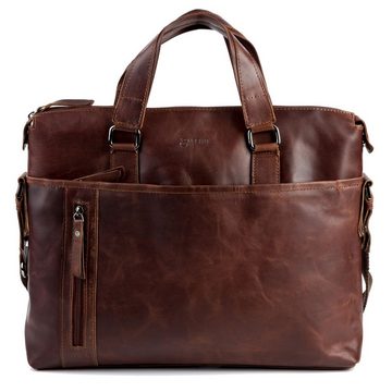 BACCINI Laptoptasche Leder Businesstasche Unisex LEANDRO, Laptoptasche 15,4 Zoll, Aktentasche Echtleder Damen Herren braun