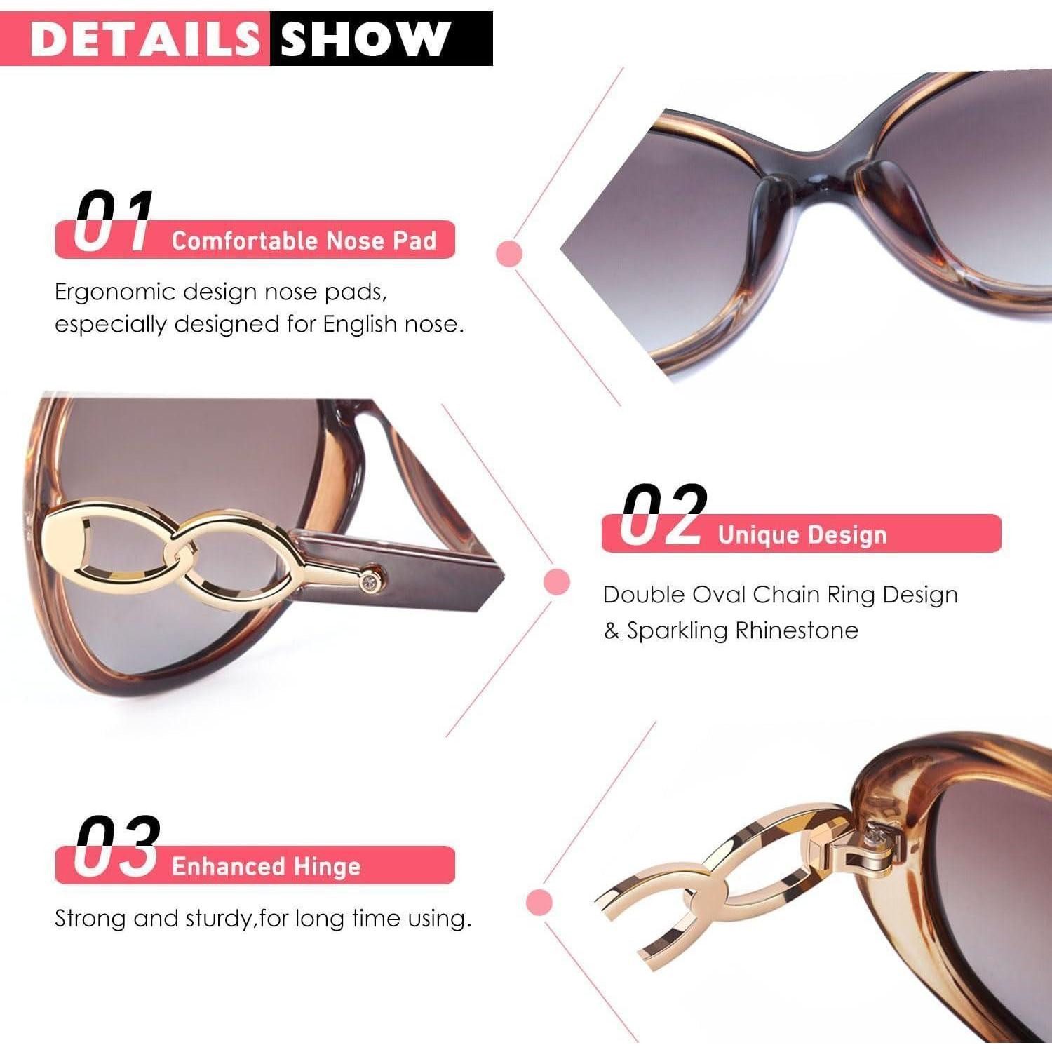 LuxusKollektion Retrosonnenbrille Sonnenbrille Damen Polarisiert Oversize Braun Farbverlauf Braun