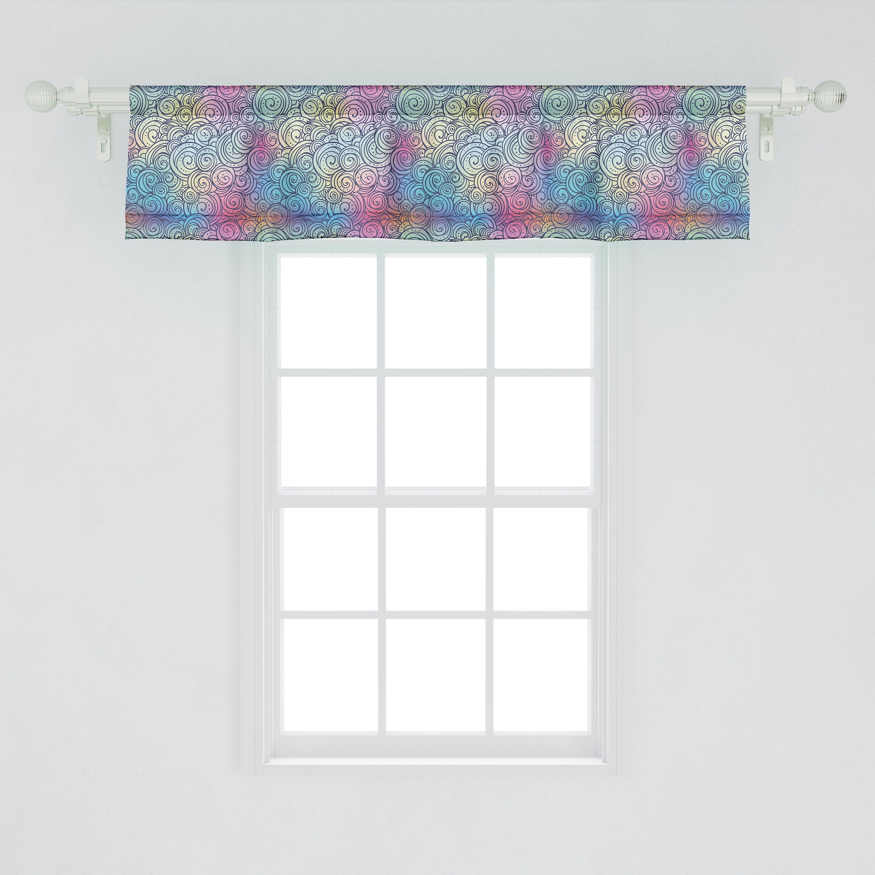 Scheibengardine Vorhang Volant Abakuhaus, Küche Rund Spiralen Ethno für Stangentasche, mit Kreativ Schlafzimmer Microfaser, Dekor