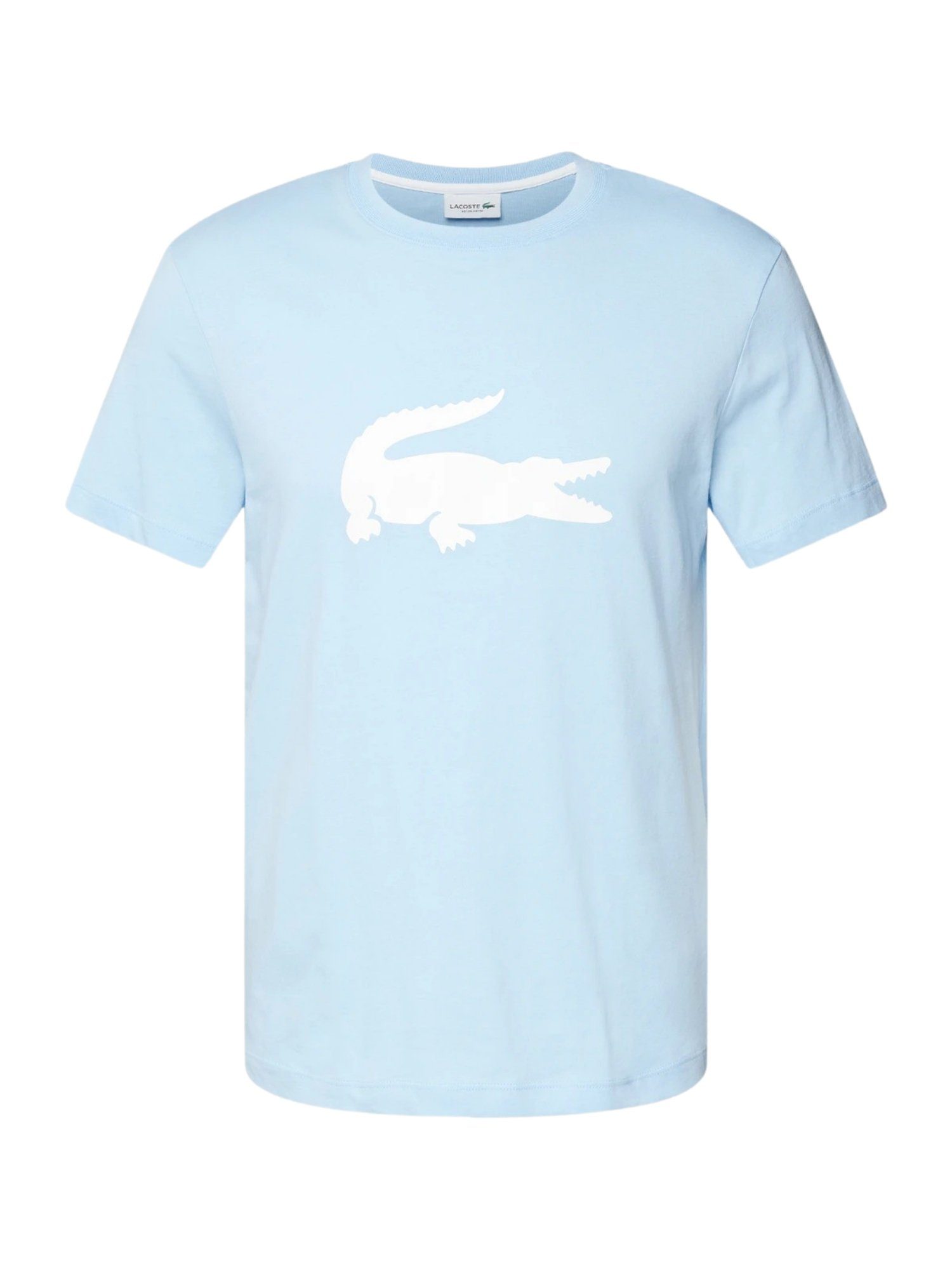 hellblau Rundhalsausschnitt T-Shirt T-Shirt Kurzarmshirt mit (1-tlg) und Lacoste