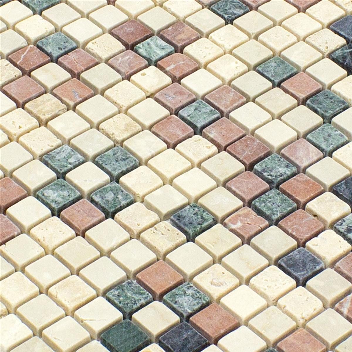 Mosafil Mosaikfliesen Marmor Naturstein Mosaik Fliesen Antebia Creme Beige Rot Grün, Naturstein-Marmor 32.200x30.500, rot-beige-grün-crema, Verlegefertig auf ein Netz geklebt - Frostsicher - Wasserfest -