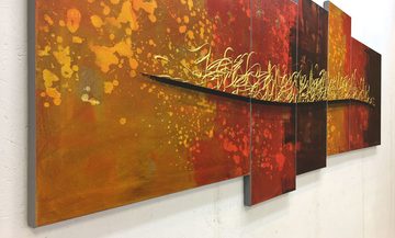 WandbilderXXL XXL-Wandbild Golden Fire 210 x 80 cm, Abstraktes Gemälde, handgemaltes Unikat