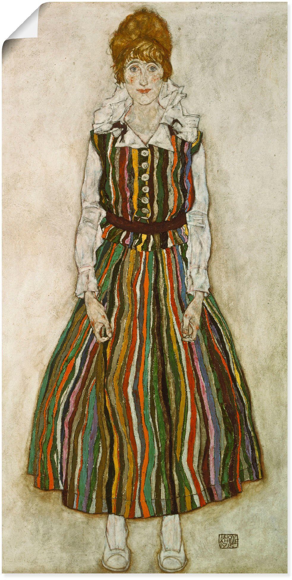 Artland Wandbild Frau in Leinwandbild, St), Größen (1 Wandaufkleber als 1915., Poster versch. Alubild, Schiele. Edith oder