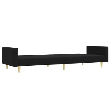 vidaXL Sofa Schlafsofa 2-Sitzer mit Fußhocker Schwarz Stoff