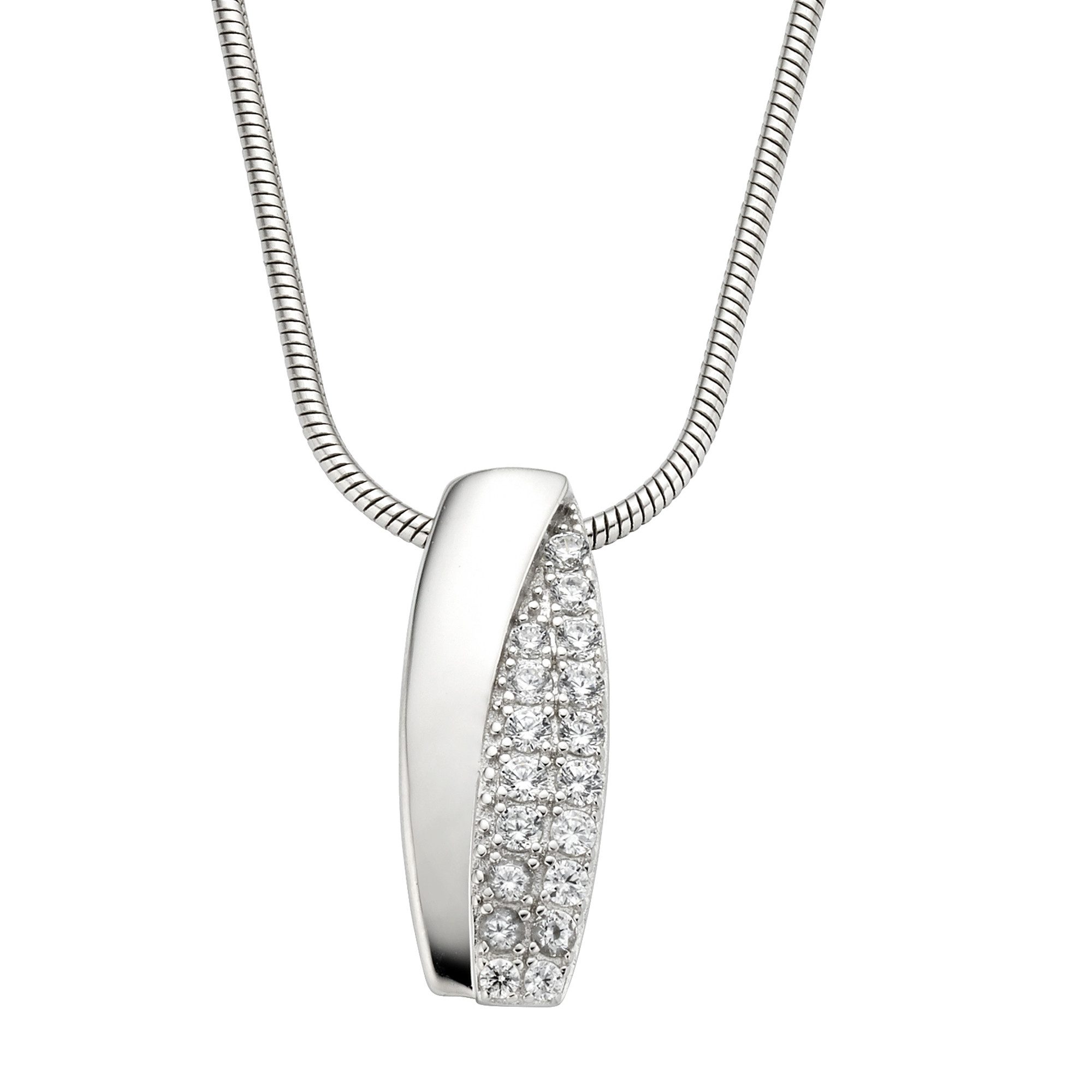 Collierkettchen Silber 925 rhodiniert mit Zirkonia weiß