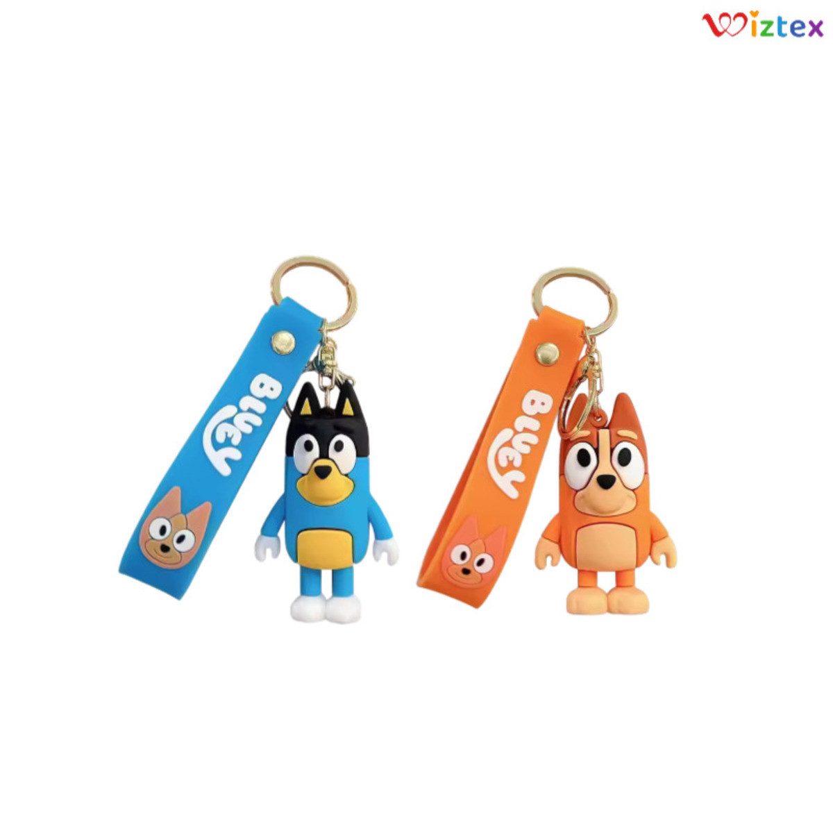 Wiztex Schlüsselanhänger Set Bluey und Bingo Anime Schlüsselanhänger Set - Kinder Schlüsselanhänger (Packung mit 2 Stück, GeschenkSet, Tasche Accessoire, Plüschtier), Geprüft und Verpackt in Deutschland