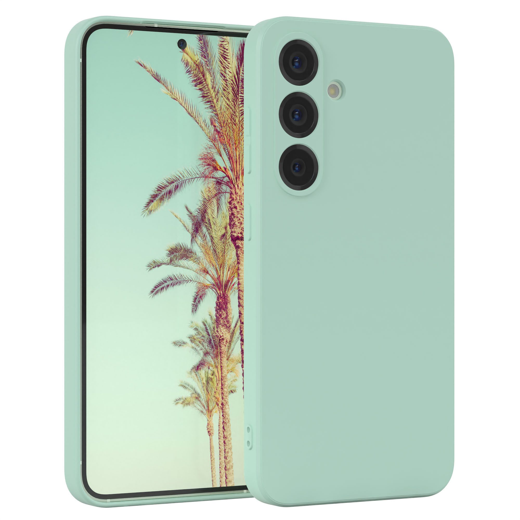 EAZY CASE Handyhülle für Samsung Galaxy S25 Hülle Silikon 6,2 Zoll, Hülle Silikon kratzfest Smart Slimcover Bumper Case Etui Mint Grün