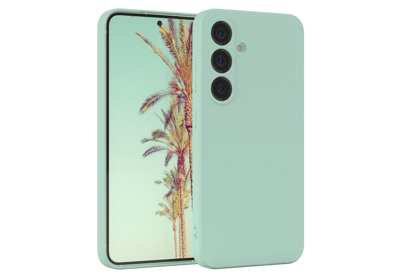 EAZY CASE Handyhülle für Samsung Galaxy S25 Hülle Silikon 6,2 Zoll, Hülle Silikon kratzfest Smart Slimcover Bumper Case Etui Mint Grün
