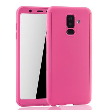 König Design Handyhülle Samsung Galaxy A6 Plus (2018), Samsung Galaxy A6 Plus (2018) Handyhülle 360 Grad Schutz Full Cover Rosa