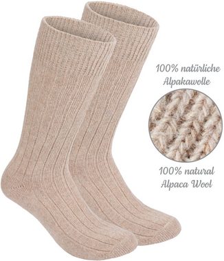 BRUBAKER Socken Alpaka Socken aus 100% Alpakawolle - Warme Feinstrick Wintersocken (Damen und Herren Feinsocken, 4-Paar, Alpakasocken) hohe Unisex Wollsocken für Männer und Frauen
