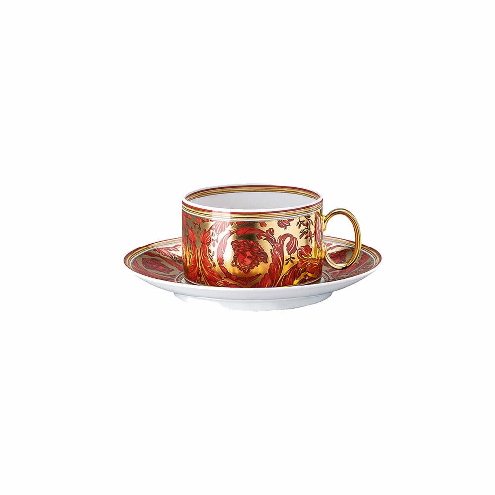 Rosenthal meets Versace Teeschale Medusa Garland Red 200 ml, Porzellan, mit Untertasse