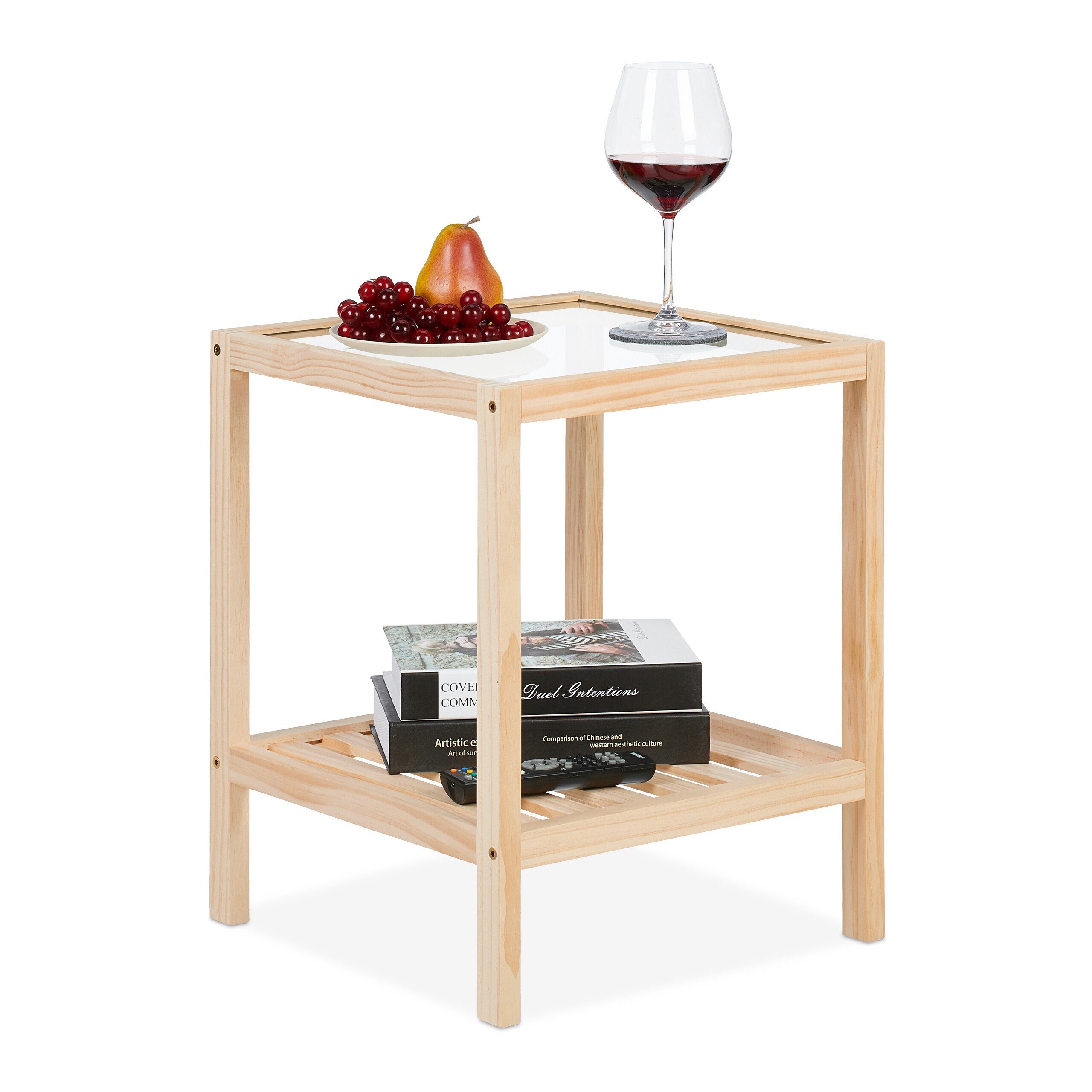 relaxdays Beistelltisch mit Glasplatte günstig online kaufen