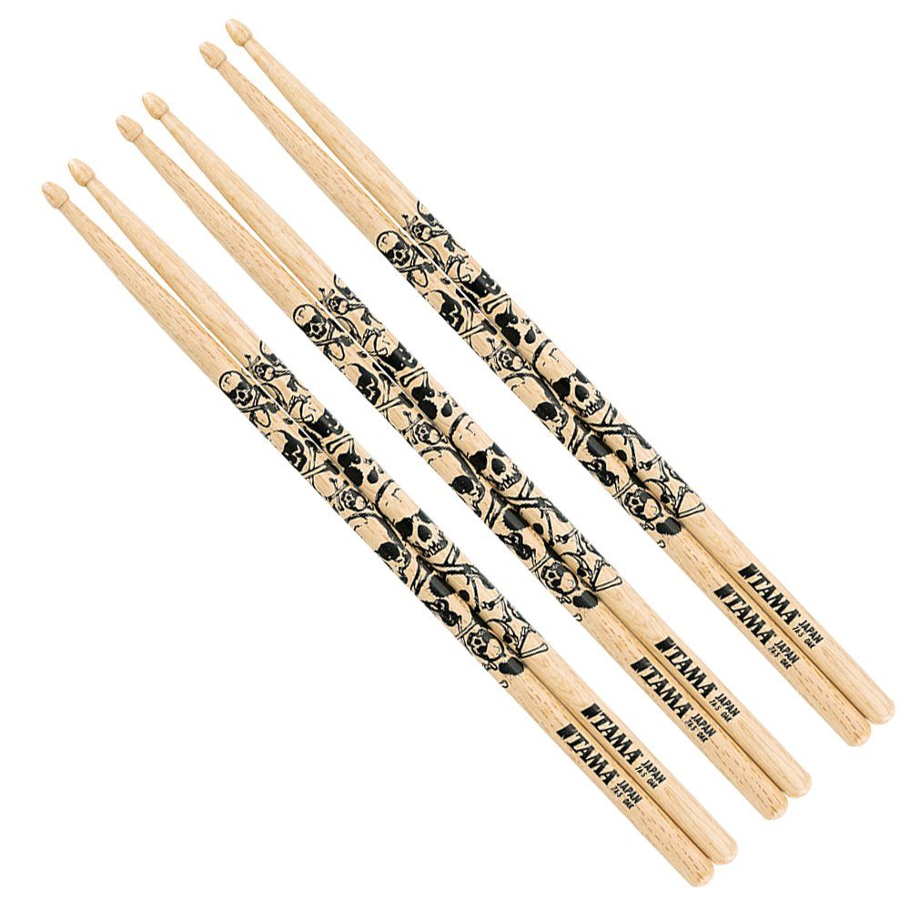 Tama Drumsticks Tama Schlagzeugstöcke A-S Totenkopf 3 Paar (3 Paar)