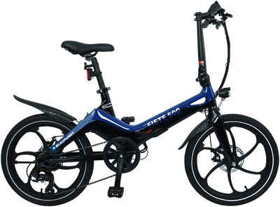 Blaupunkt E-Bike »Blaupunkt FIETE 500, Falt-E-Bike, Designbike, Klapprad, StVZO, 20 Zoll, leicht, Klapprad, Faltrad, e-bike, kompakt, E-Falt Bike«, 6 Gang, Kettenschaltung, Heckmotor