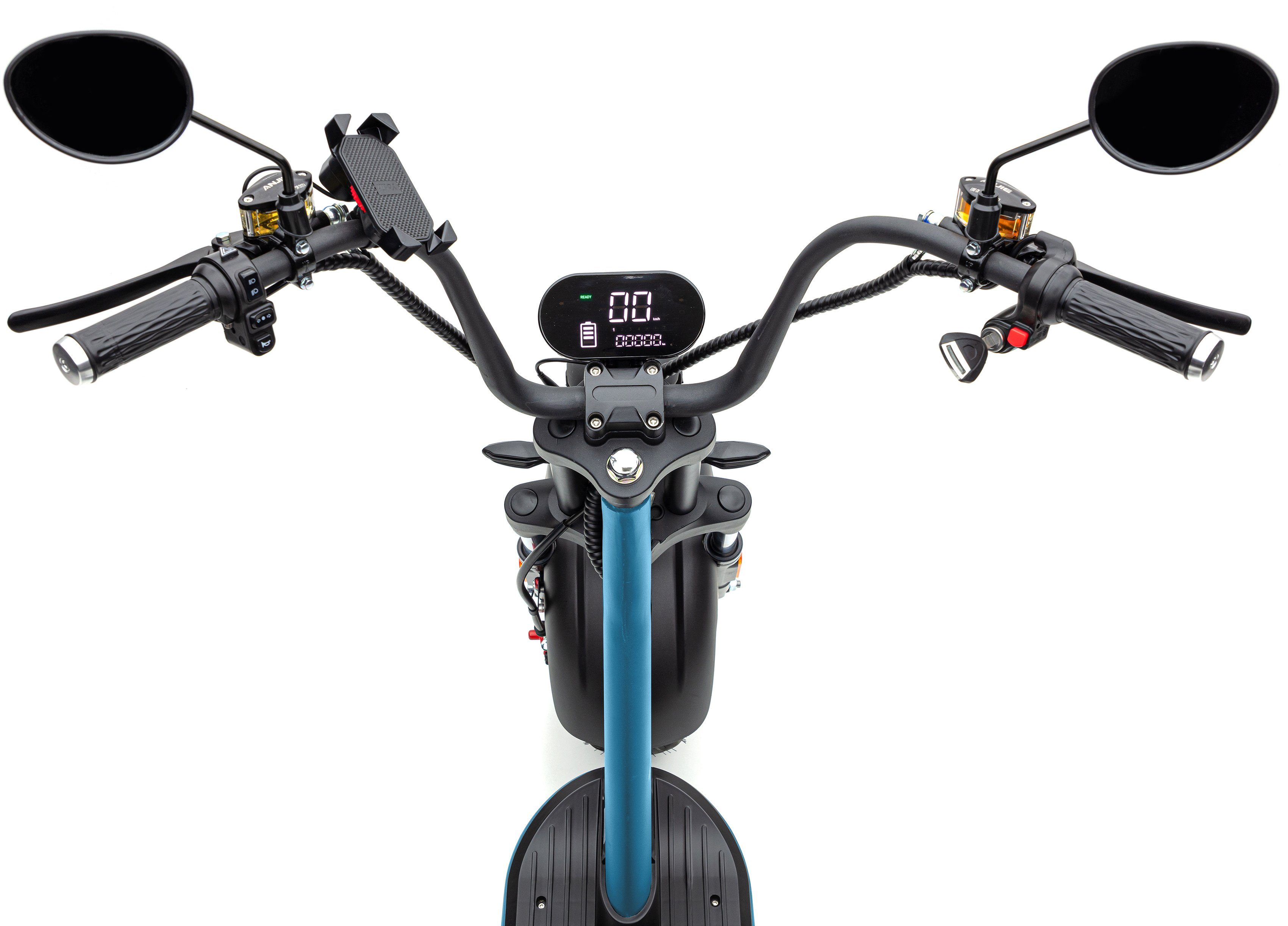 E-Motorroller 45 2, ECONELO km/h, CHOPPER W, Lenkrad PXD blau 3000 höhenverstellbar