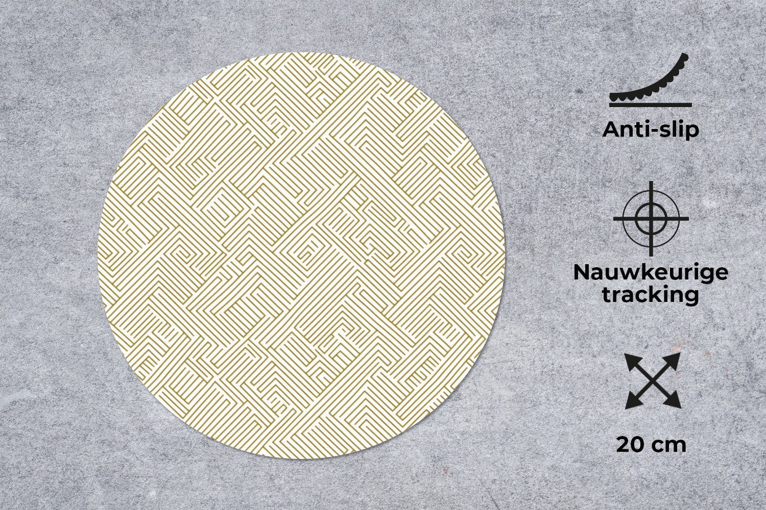 MuchoWow Mauspad Geometrisch - Linien - Grün (1-St), Büro für Tastatur und Maus, Mousepad Gaming, Rund 20x20 cm