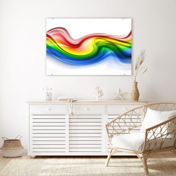 Primedeco Glasbild Wandbild Regenbogenwellen mit Aufhängung, Abstrakt