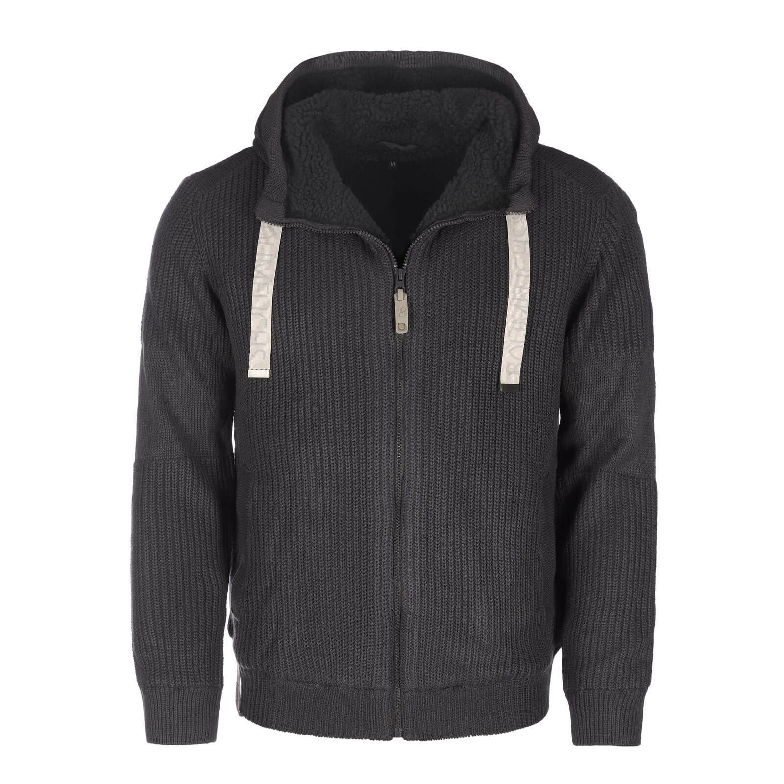 Baumfuchs Strickjacke Herren Jacke Melange-Optik mit Kapuze und eingestrick günstig online kaufen