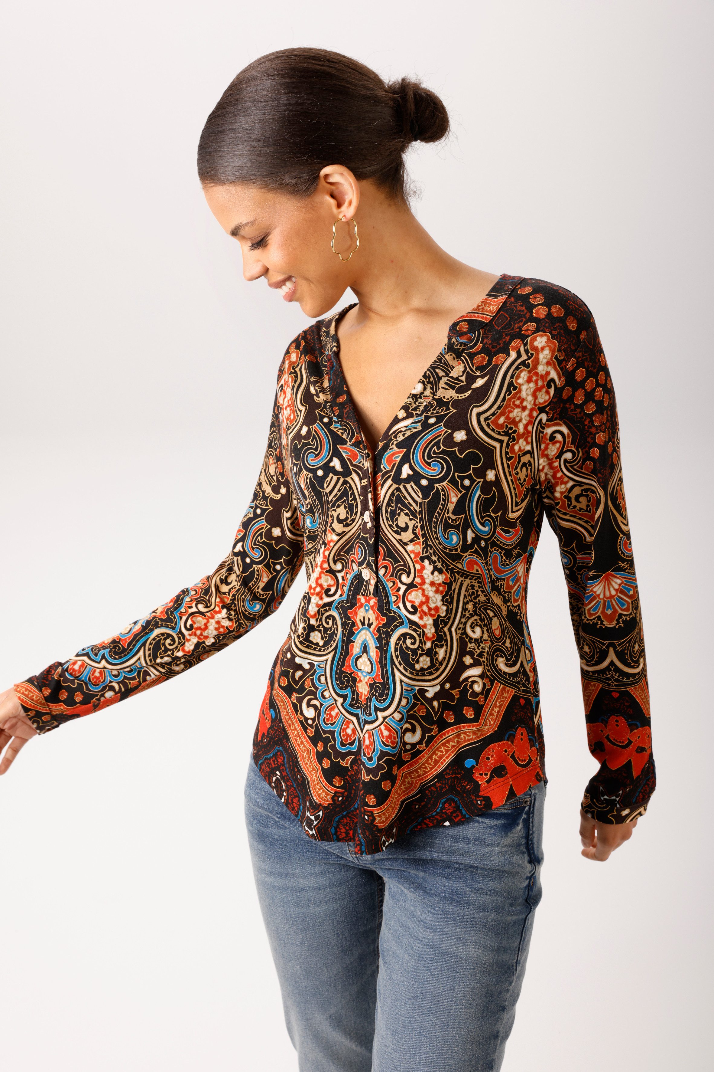 Aniston CASUAL Schlupfbluse mit farbenfrohen, fantasievollem Ornament-Druck - NEUE KOLLEKTION