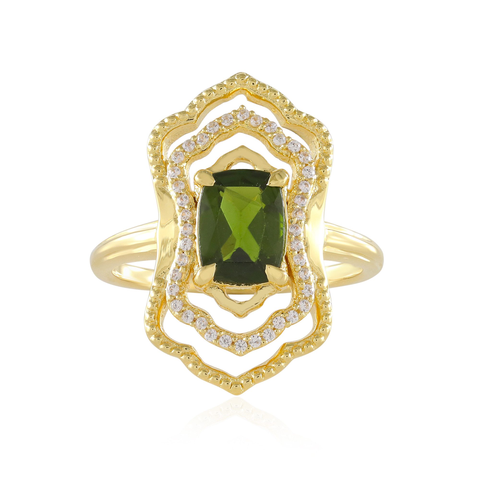 Cavill Silberring Cavill Ring Sterlingsilber vergoldet mit 1,22 ct Diopsid & Zirkon (1-tlg)