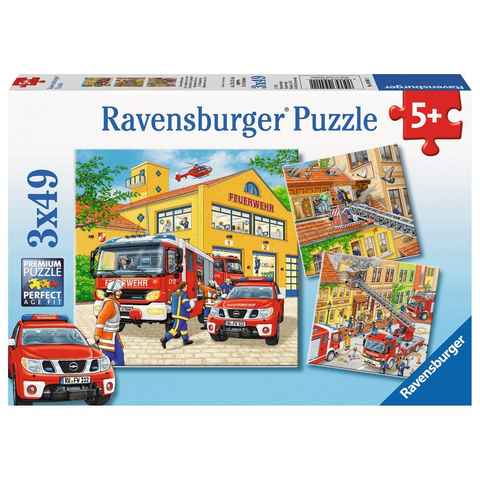 Ravensburger Puzzle 3 x 49 Teile Ravensburger Kinder Puzzle Feuerwehreinsatz 09401, 49 Puzzleteile