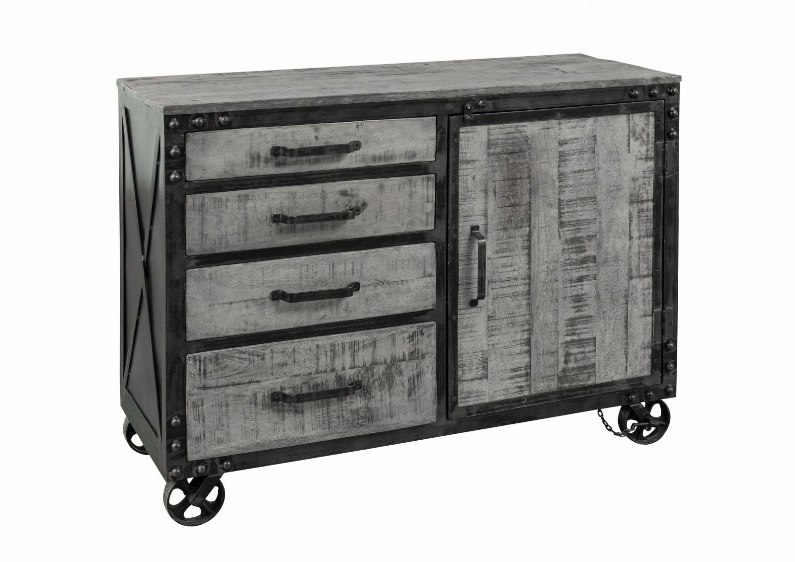 Massivmoebel24 Sideboard (Sideboard Mango 120x46x92 grau günstig online kaufen