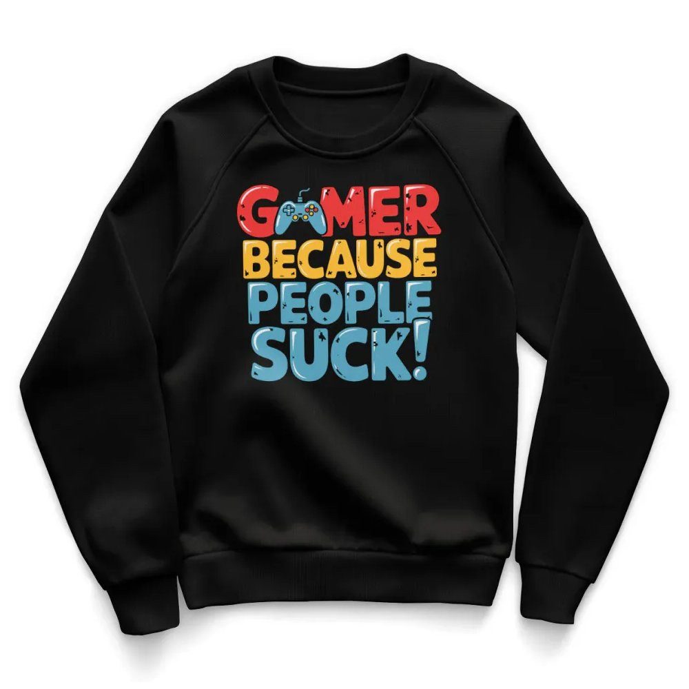 Hybris Sweatshirt Gamer Because People Suck Kids Sweatshirt