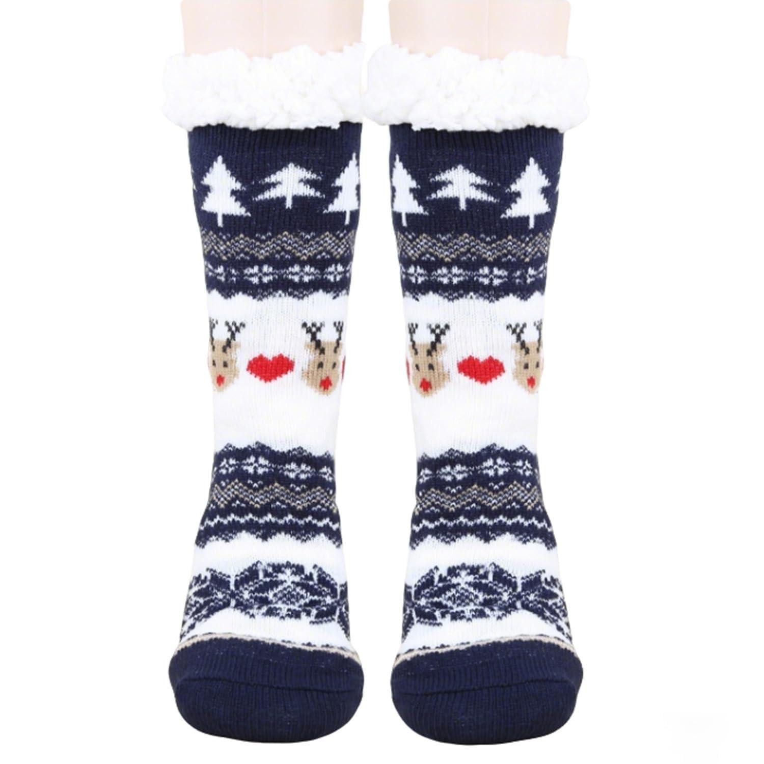 LuxusKollektion Kuschelsocken Socken Warm & Rutschfest Unisex Blau