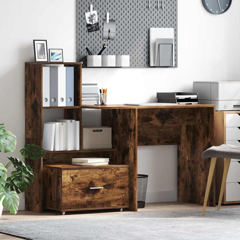 vidaXL Schreibtisch Schreibtisch Geräucherte Eiche Holzwerkstoff (1-St)