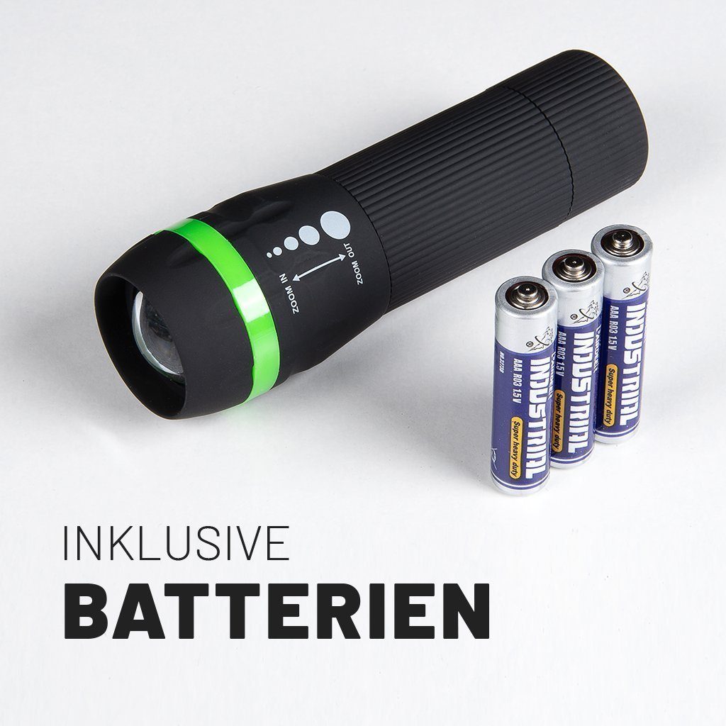 Batterie fokussierbar (12-St) ABSINA LED Taschenlampe Mini LED Handlampe Leuchte Taschenlampe 12x