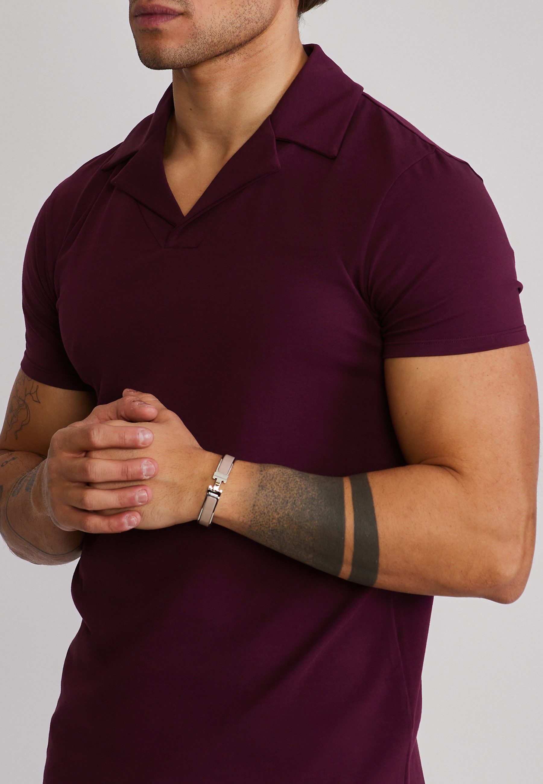 Siksilk Poloshirt SikSilk Herren Burgunderrot Revere Polo günstig online kaufen