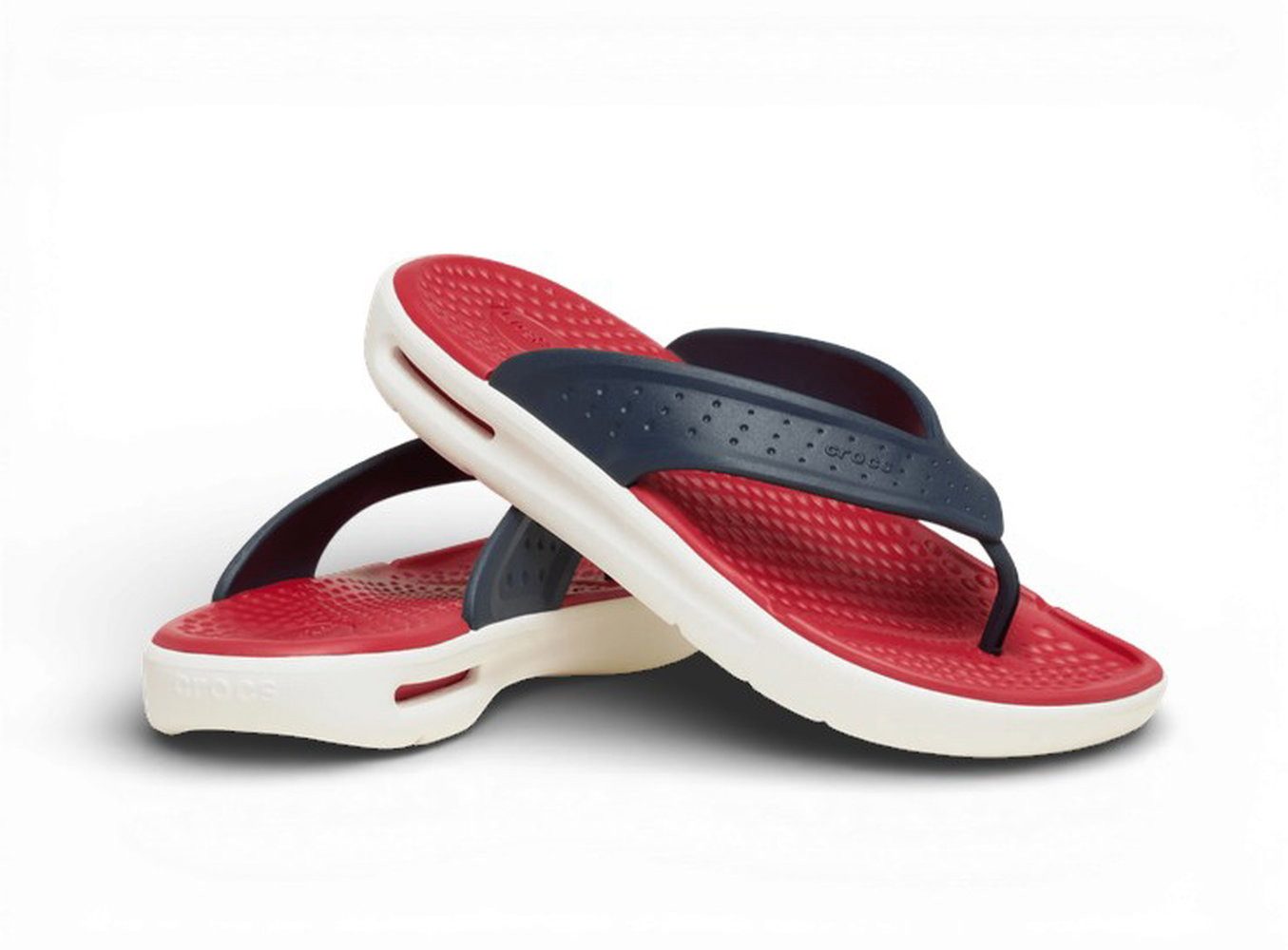 Crocs Sandale InMotion LiteRide Flip navy/rot/weiss Badeschuh