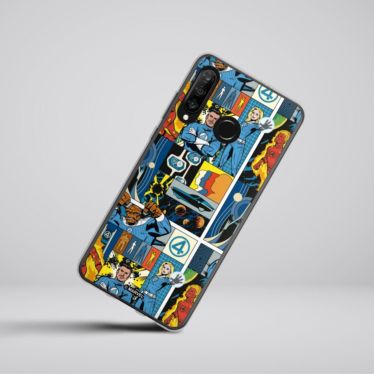 DeinDesign Handyhülle Marvel The Fantastic Four Offizielles Lizenzprodukt, Huawei P30 Lite Premium Silikon Hülle Bumper Case Handy Schutzhülle
