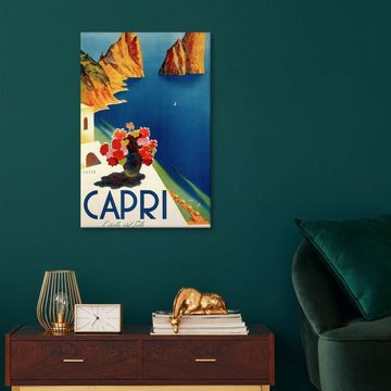 Posterlounge Leinwandbild Vintage Travel Collection, Italien, Sommerinsel Capri (italienisch), Wohnzimmer Vintage Illustration