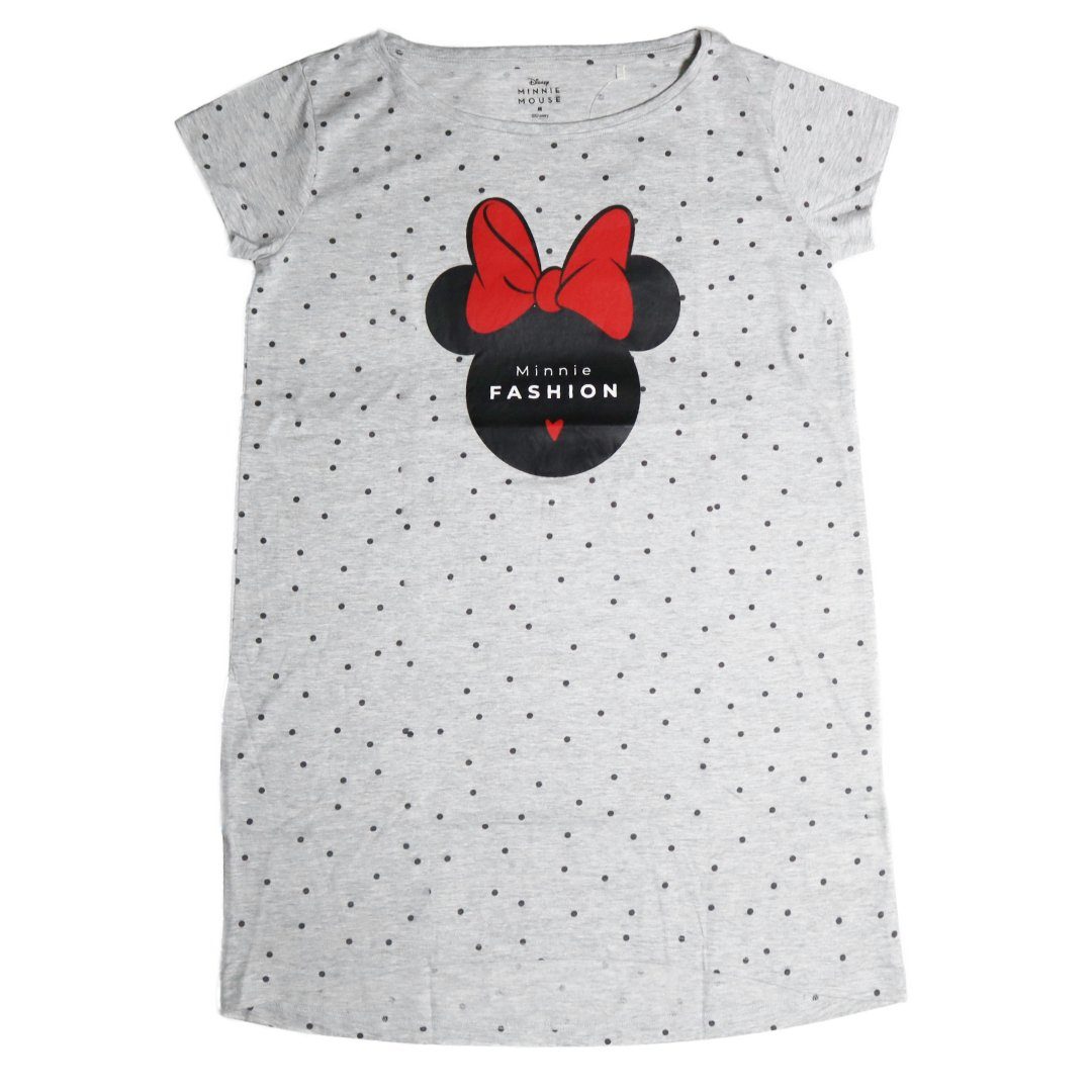 Disney Pyjamaoberteil Disney Minnie Maus Damen kurzarm Schlafshirt Nachthemd Gr. XS bis XL Grau | T-Shirts