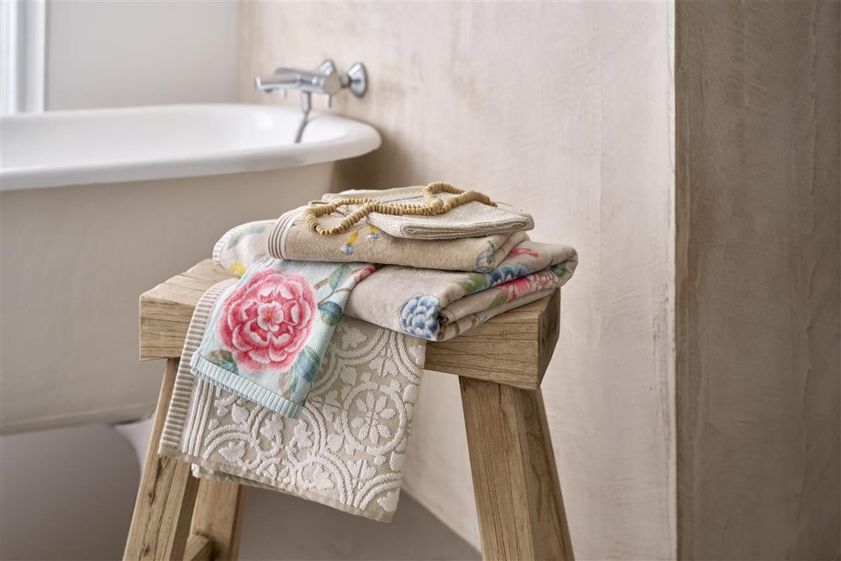 PiP Studio Duschtuch PIP Studio Duschtuch Badetuch Secret Garden Khaki 70x140 cm Blumenrank, Baumwolle (1-St)