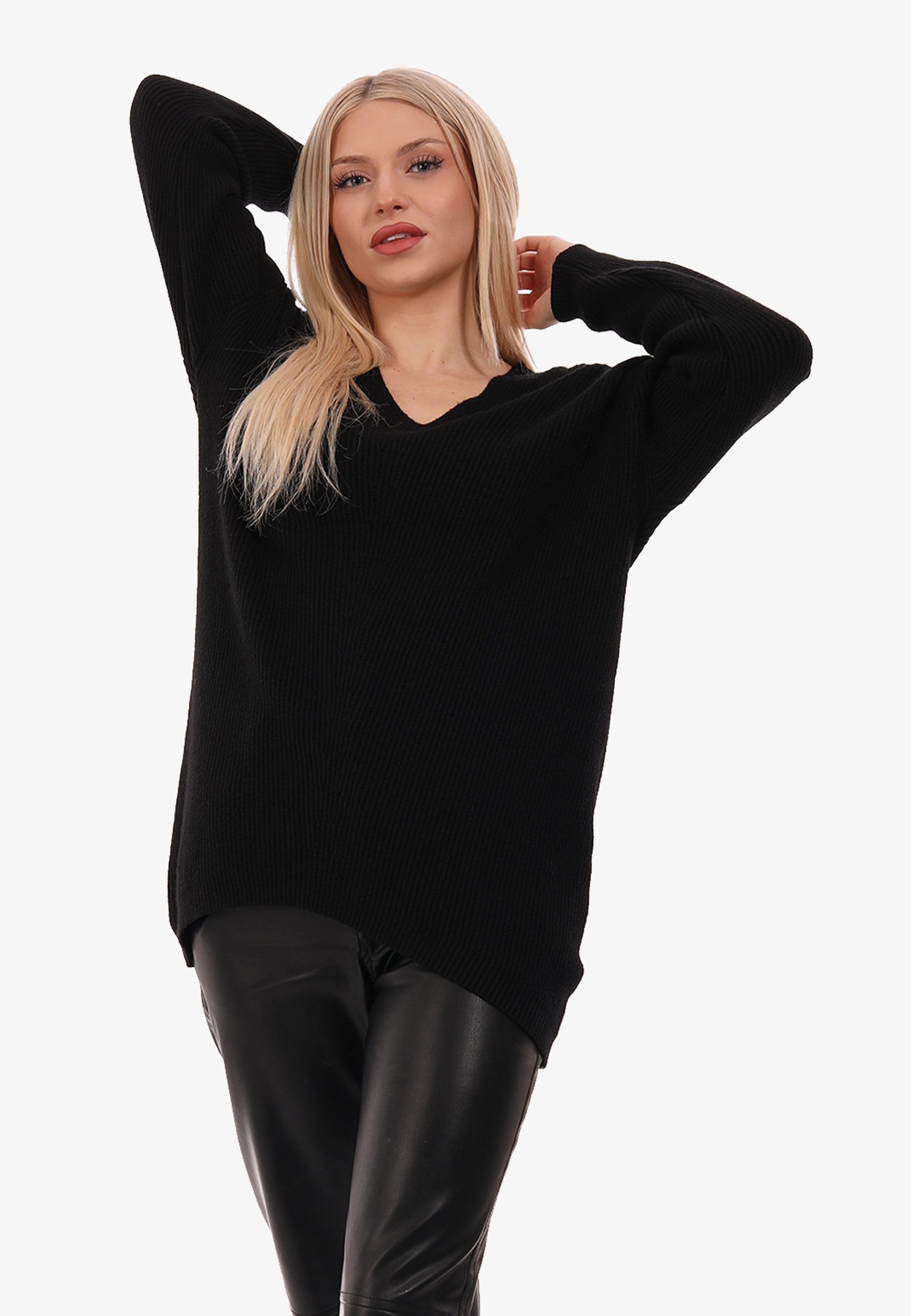 YC Fashion & Style Strickpullover Pullover mit V-Ausschnitt One Size (1-tlg) in Unifarbe