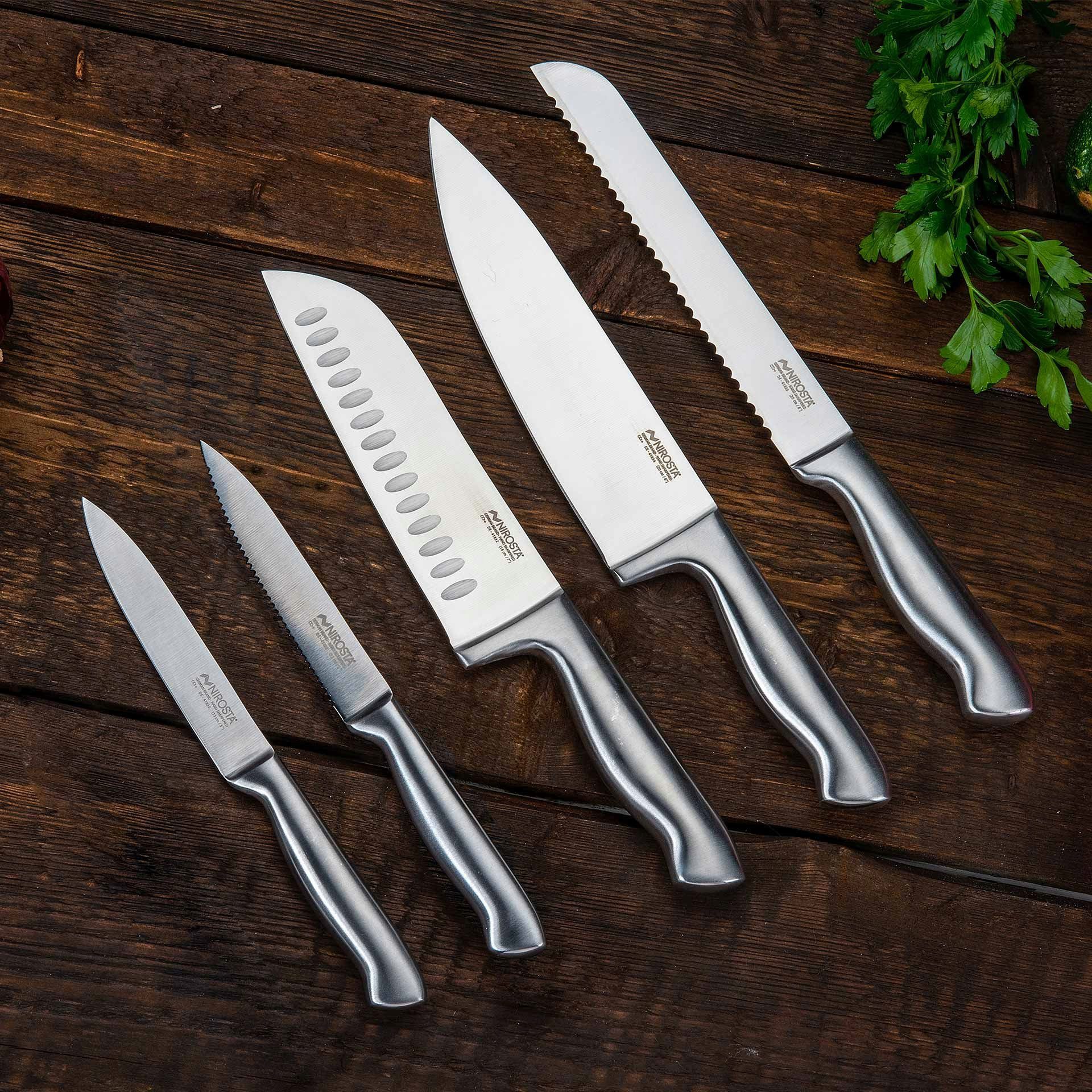 Nirosta Messer-Set Santukomesser, Universalmesser, Kochmesser, Küchenmesser gezahnt