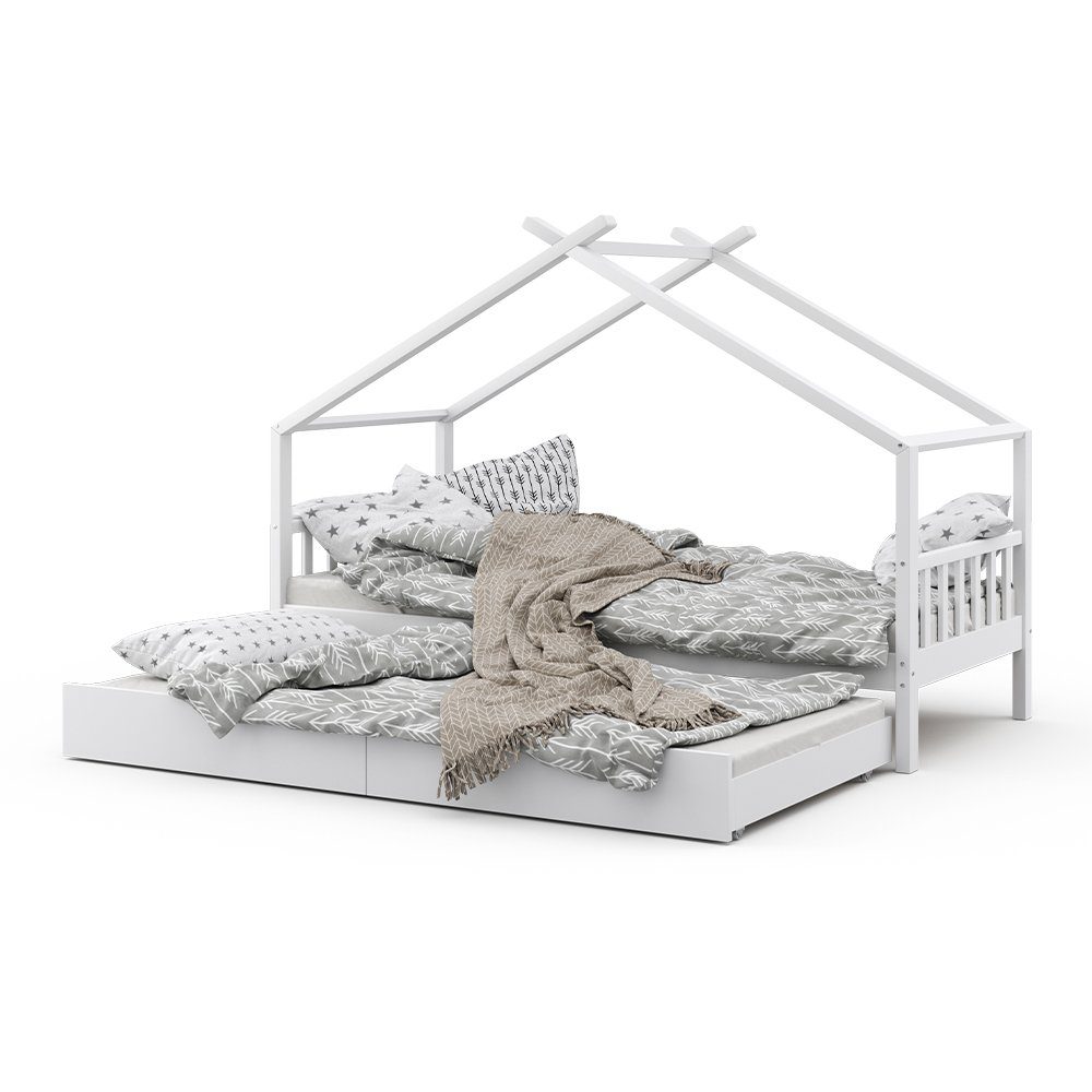 DESIGN VitaliSpa® 90x200cm Hausbett Gästebett Kinderbett Weiß